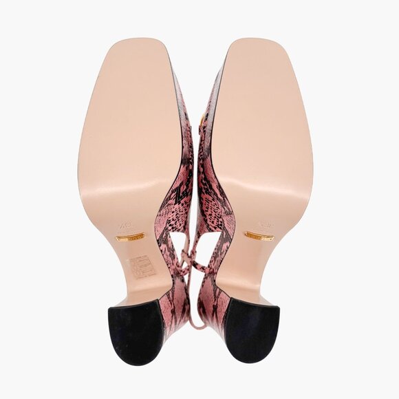 Gucci Baby 120 Horsebit Platform Pumps EU 38.5 US 8.5 Pink Python Slingback Heel - Picture 4 of 13